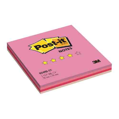 Блок-кубик Post-it 654-RB, 76х76, клубничная радуга (100 л) арт. 100699225792