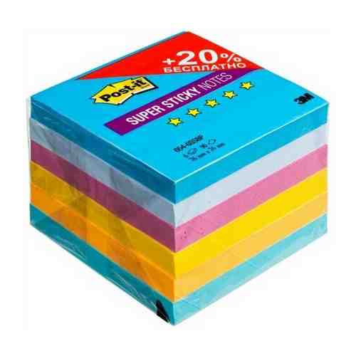 Блок самоклеящийся бумажный 3M Post-it Super Sticky 654-6SSRP Огонь Плюс 7100091463 76x76мм 90лист. ассорти 5цв.в упак. (упак.:6шт) арт. 106651224