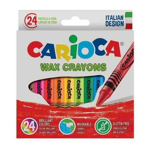 CARIOCA Мелки восковые 24 цвета Carioca Wax Crayons, диаметр 8 мм, круглые, в картонной коробке арт. 101424462235