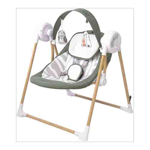 Электронные качели детские AMAROBABY WOODEN SWING, хаки арт. 101742491782