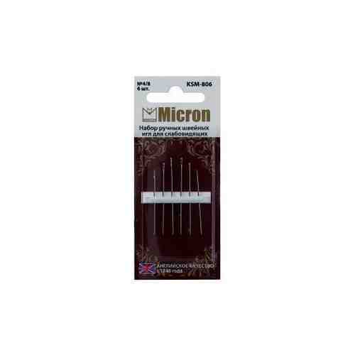 Иглы для шитья Micron ручные, для слабовидящих, 6 шт, в блистере, №4/8 (KSM-806) арт. 100979798960