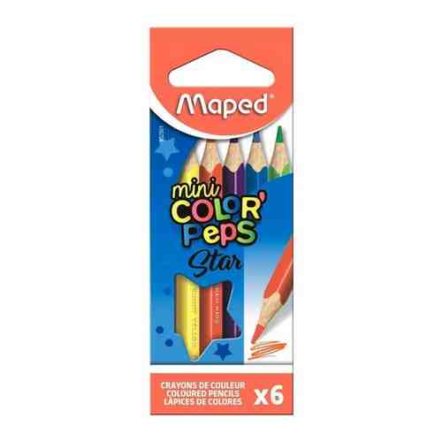 Карандаши 6 цветов Color` Peps Mini, треугольные, ударопрочный грифель, картонный футляр арт. 913724273