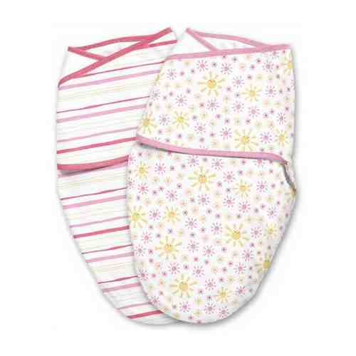 Конверт на липучке Summer Infant Swaddleme LuxeWhisper Quiet, размер S/M, (2 шт.), розовые/желтые полоски 58793 арт. 101092489236