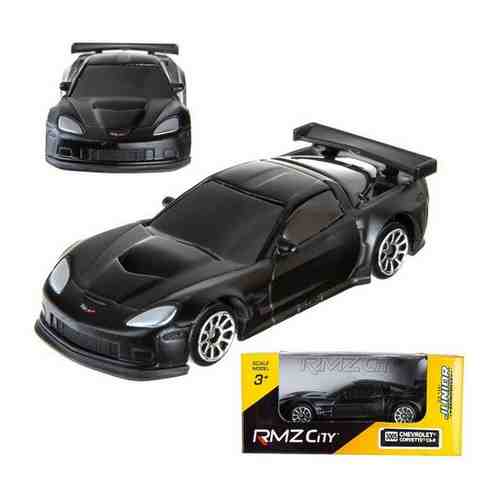 Машинка металлическая Uni-Fortune RMZ City 1:64 Chevrolet Corvette C6R, без механизмов, черный матовый цвет, 9x4x4см арт. 101288927099