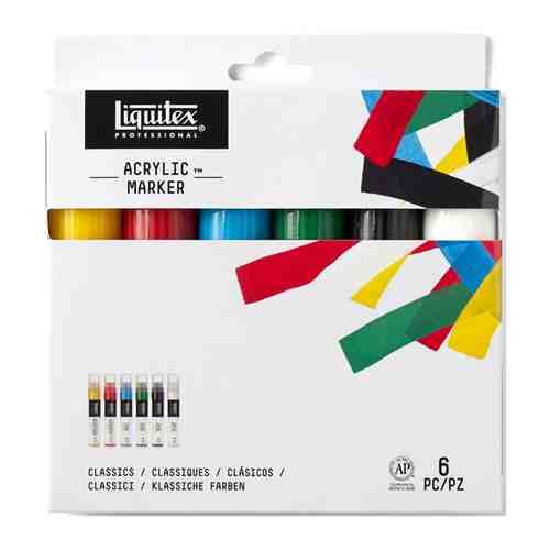 Набор акриловых маркеров Liquitex Paint marker Wide, 6шт., 15мм, скошенный, ( Артикул 320748 ) арт. 1697486564