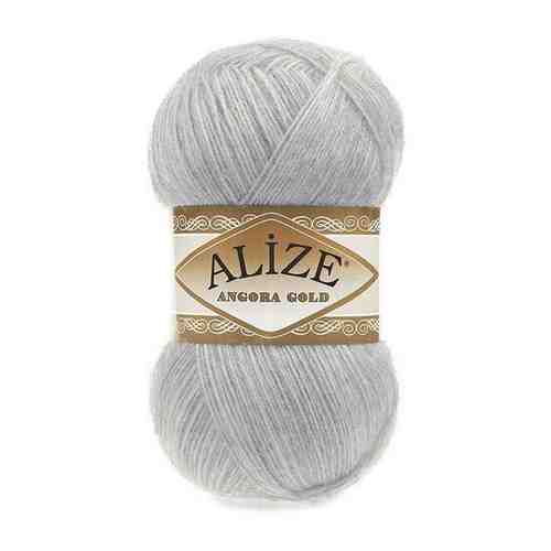 Пряжа Alize Angora Gold (Ангора Голд) - 2 мотка Цвет: 21 серый 20% шерсть, 80% акрил 100г 550м арт. 101767049363