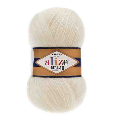 Пряжа Alize Angora Real 40 арт.450 жемчужный (Ангора Реал 40) 40% шерсть, 60% акрил 100г 480м 5шт арт. 101120938746