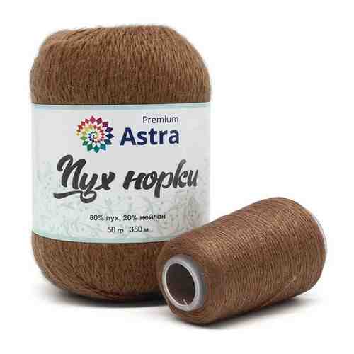 Пряжа Astra Premium 'Пух норки' (Mink yarn) 50гр 290м (+/- 5%) (80%пух, 20%нейлон) (+нить 20гр) (049 молочный шоколад) арт. 101486440781