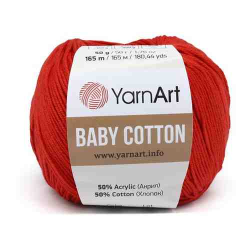 Пряжа для вязания YarnArt 'Baby Cotton' 50гр 165м (50% хлопок, 50% акрил) (426 красный), 10 мотков арт. 101204920759