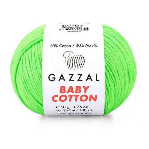 Пряжа Gazzal Baby Cotton (Беби Коттон) - 2 мотка Цвет: Салатовый (3427) 60% хлопок, 40% акрил 50г 165м арт. 101768877228