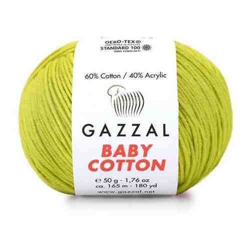 Пряжа Gazzal Baby Cotton (Беби Коттон) - 5 мотков Цвет: Фисташковый (3457) 60% хлопок, 40% акрил 50г 165м арт. 101768011062