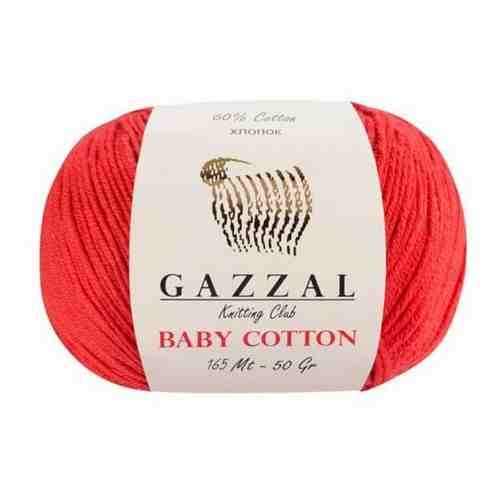 Пряжа GAZZAL Baby Cotton Цвет. 3418, красный, 10 мот., хлопок - 60%, акрил - 40% арт. 101649465433