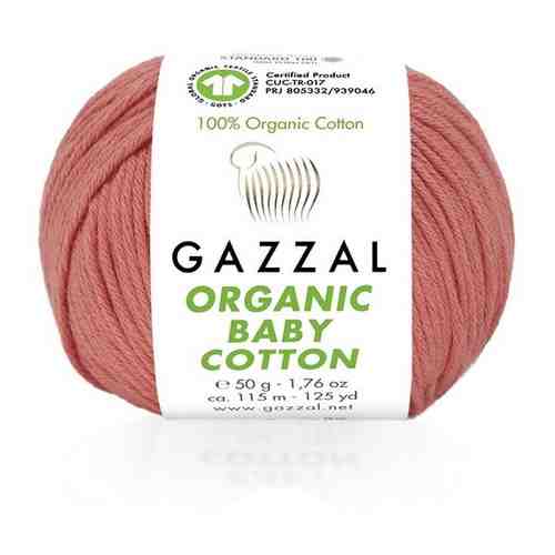 Пряжа Gazzal Organic Baby Cotton Цвет. 419, красный, 5 мот., 100% Органический Хлопок арт. 101668071357